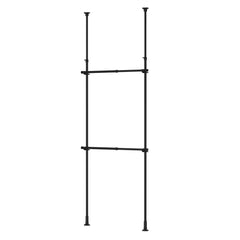 突っ張り伸縮室内2段ハンガー 幅56〜95cm 高さ200〜275cm/マットブラック TNP-3B