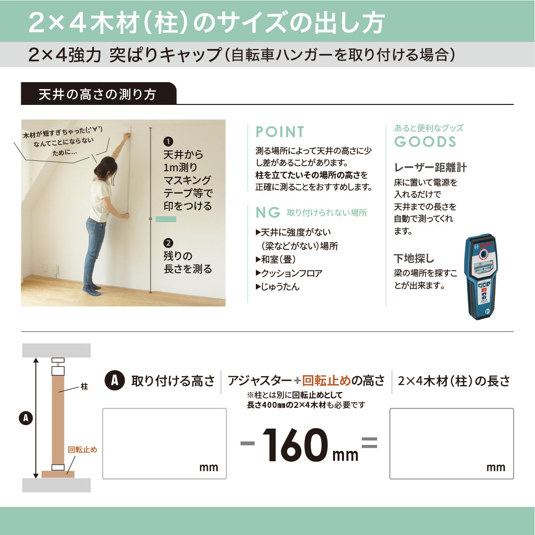 強力タイプ 2×4アジャスター ラブリコ (使用荷重40kg)