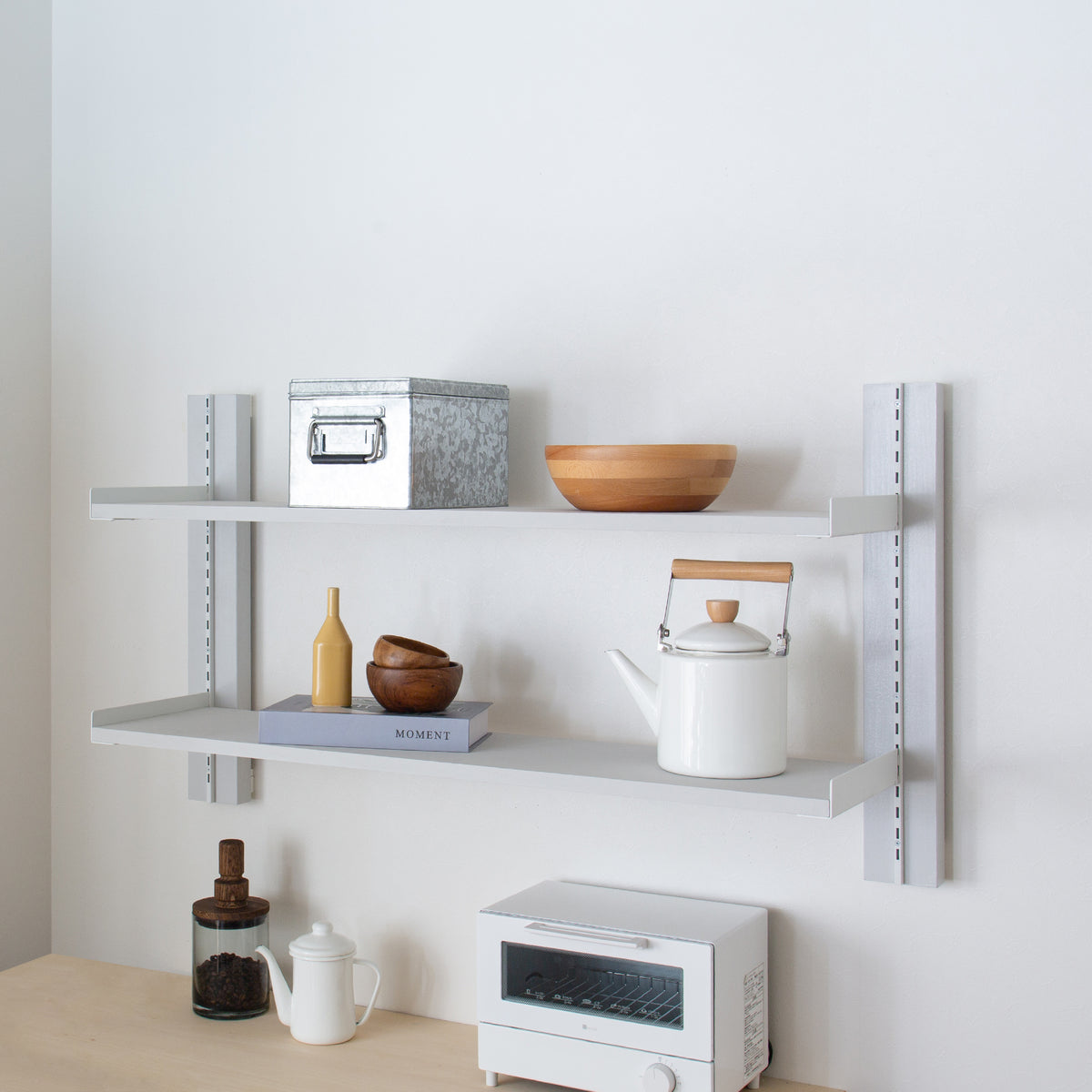 サイズが選べる壁面キッチンラックセット 高さ60cm 棚板幅70.1~110cm I-KR60110