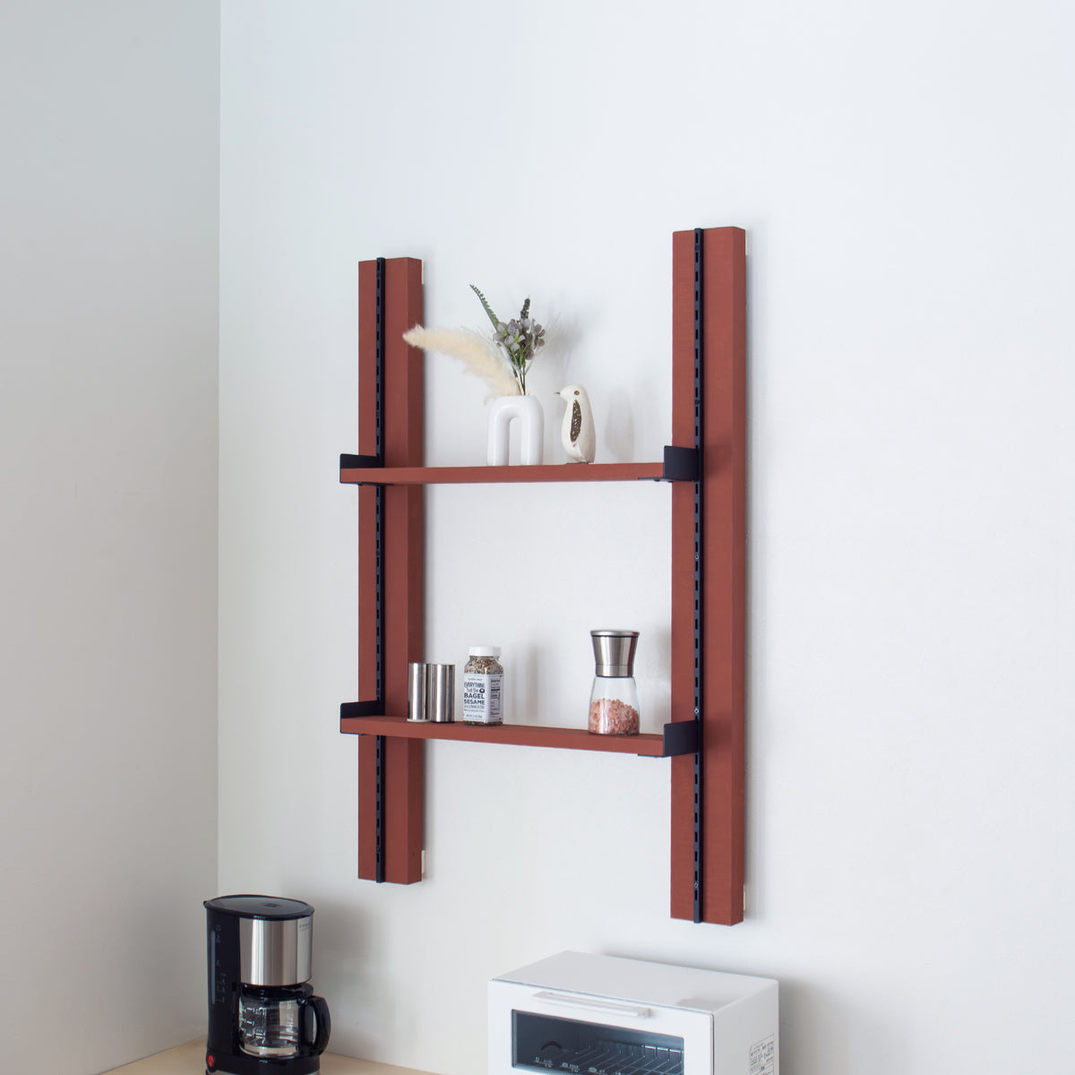 サイズが選べる壁面キッチンラックセット 高さ90cm 棚板幅50~70cm I-KR9070