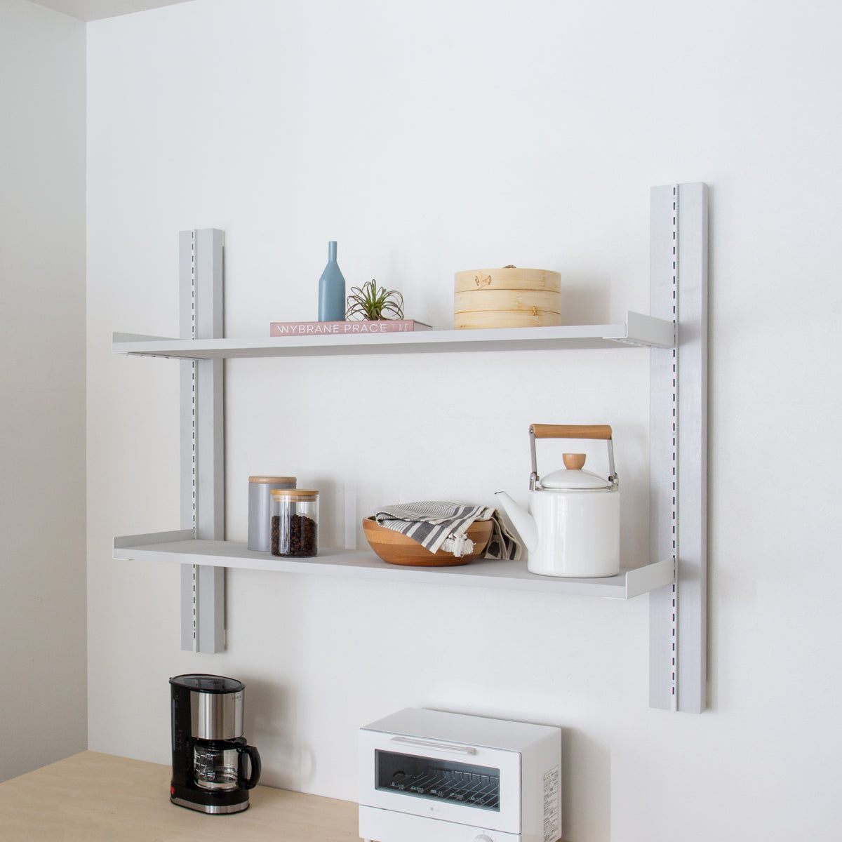 サイズが選べる壁面キッチンラックセット 高さ90cm 棚板幅70.1~110cm I-KR90110