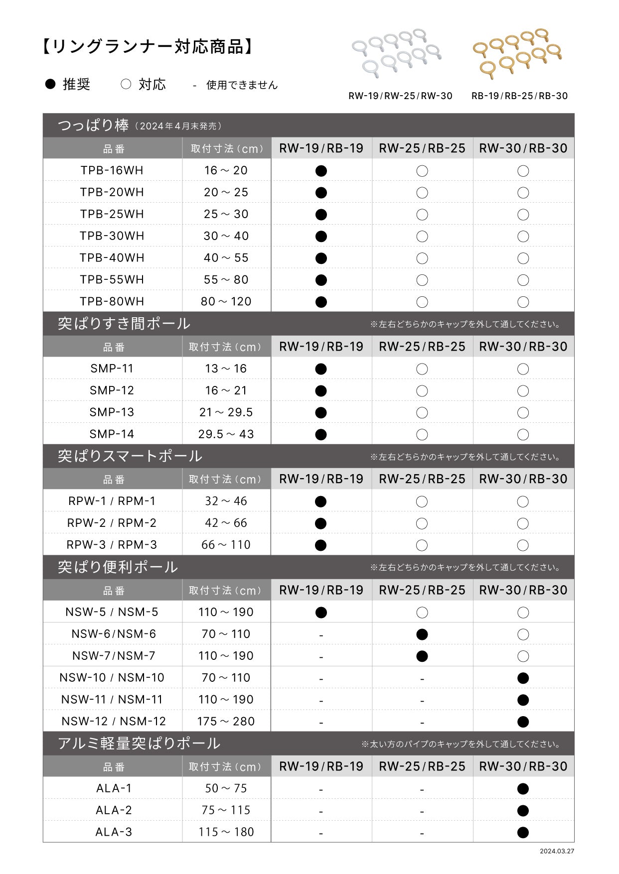 突っ張り棒用カーテンリング 内径2.5cm ブラウン RB-25