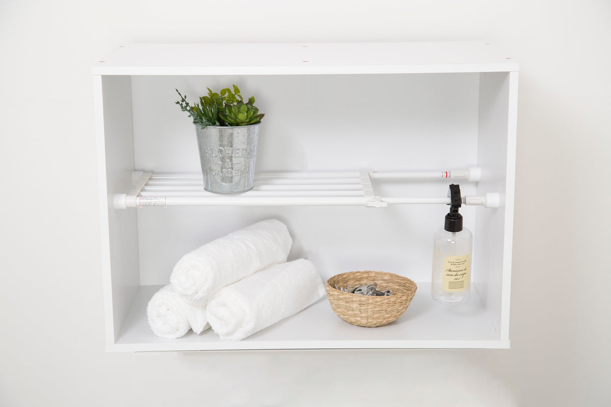 突っ張り棚 ホワイト 耐荷重15〜10kg 幅45〜67cm TS-45