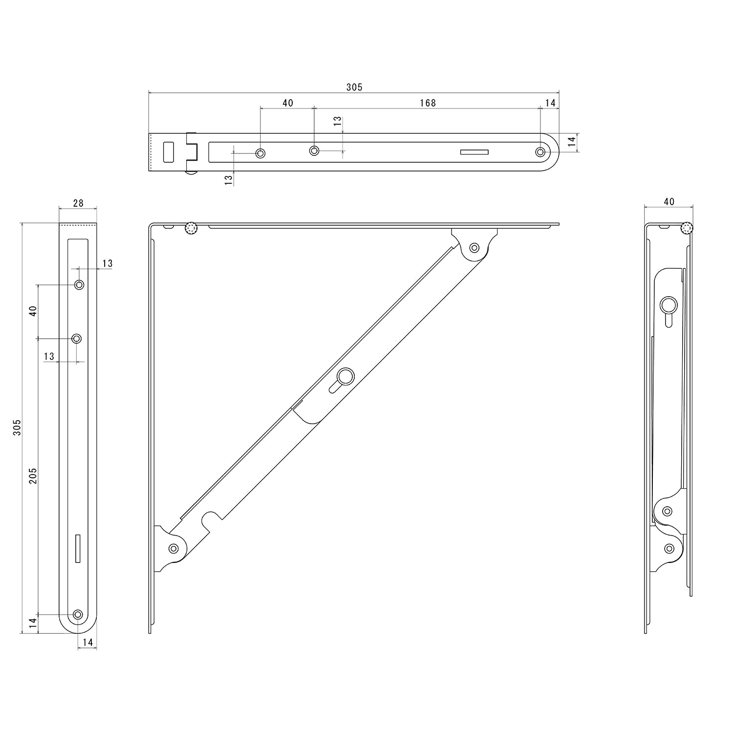 TANNER Bracket&Hook #05 FoldingBracket L 奥行約30cm 2個入