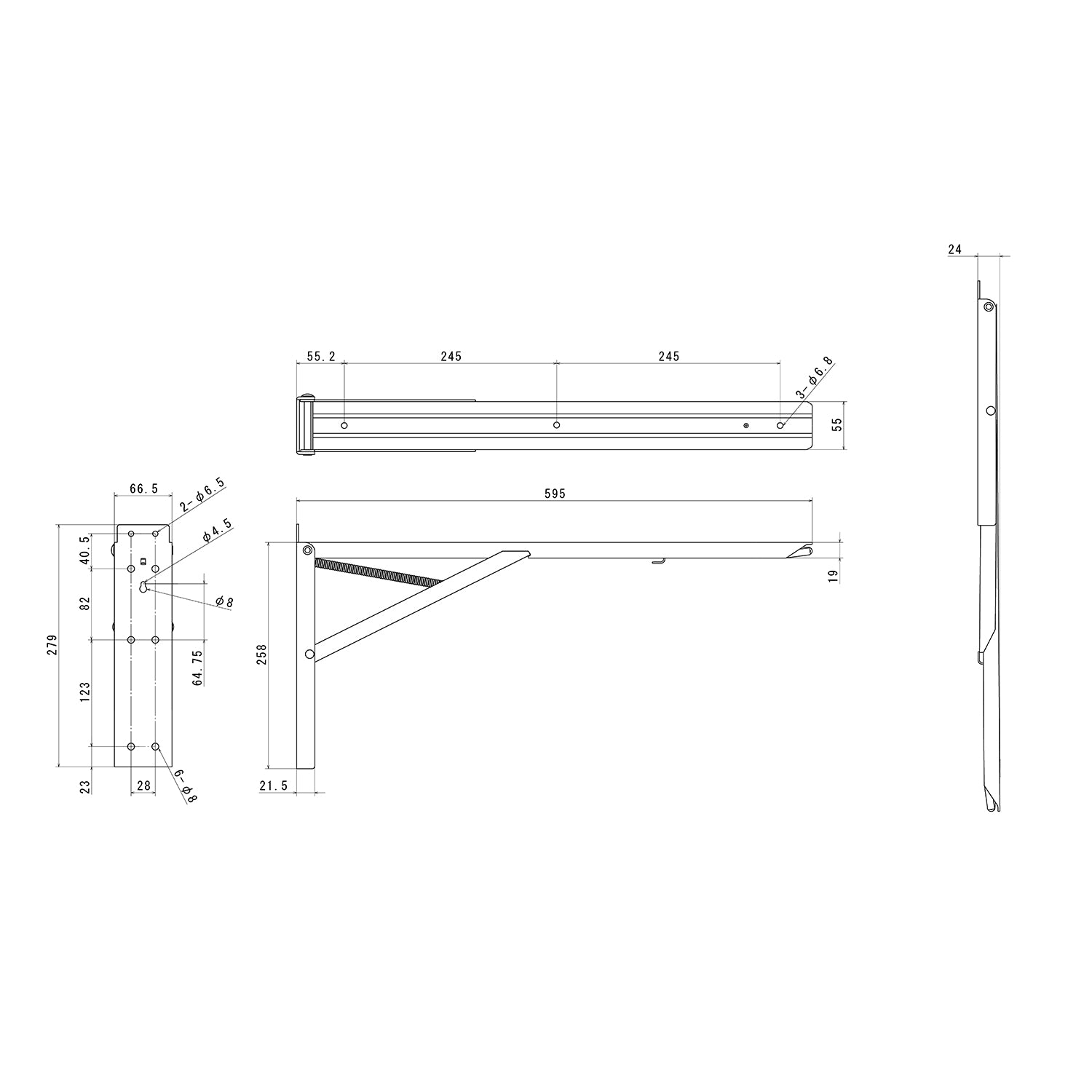 TANNER 折りたたみ式棚受け金具 ジャンボ 奥行約60cm 耐荷重100kg 2個入