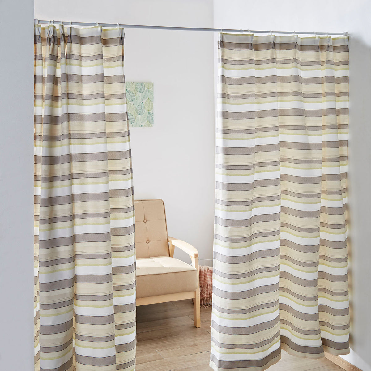 突っ張り棒 リング付 ホワイト 耐荷重8〜2kg 幅110〜190cm NSW-9