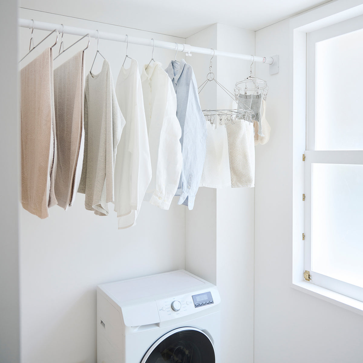 突っ張り棒 強力極太 簡単取付 L ホワイト 耐荷重55〜12kg 幅170〜280cm OGP-170