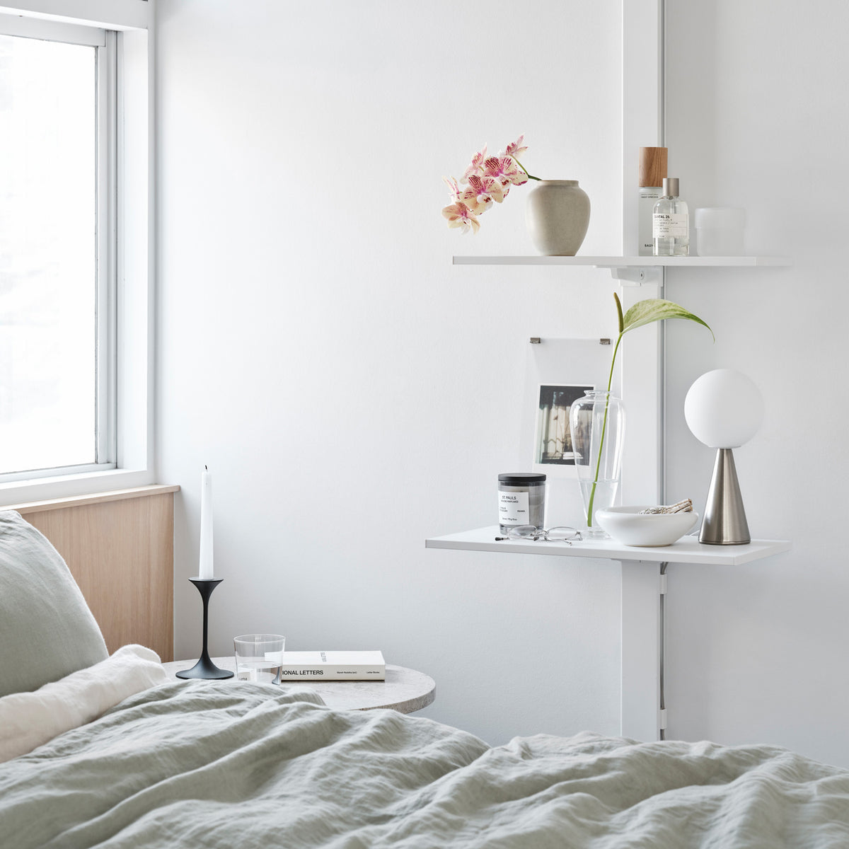 Bedside Shelf Set ベッドサイドシェルフ 取付寸法190-260cm SET-AS-BSS-WH