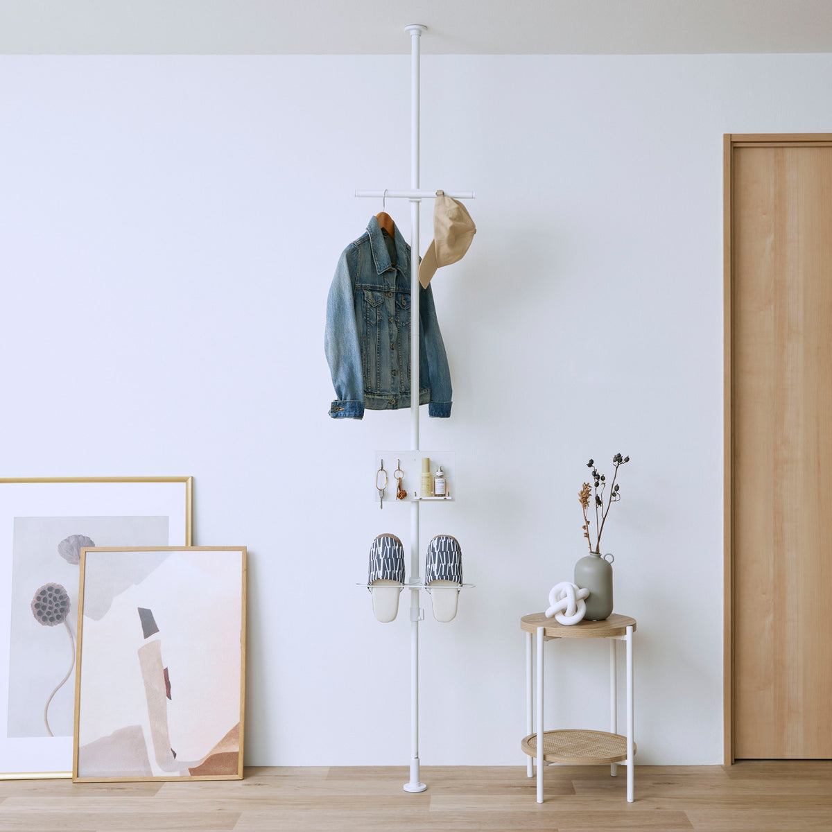 tatecco お部屋シリーズ 1本で始める玄関収納セット 高さ190~300cm SET-H-IHG-WH