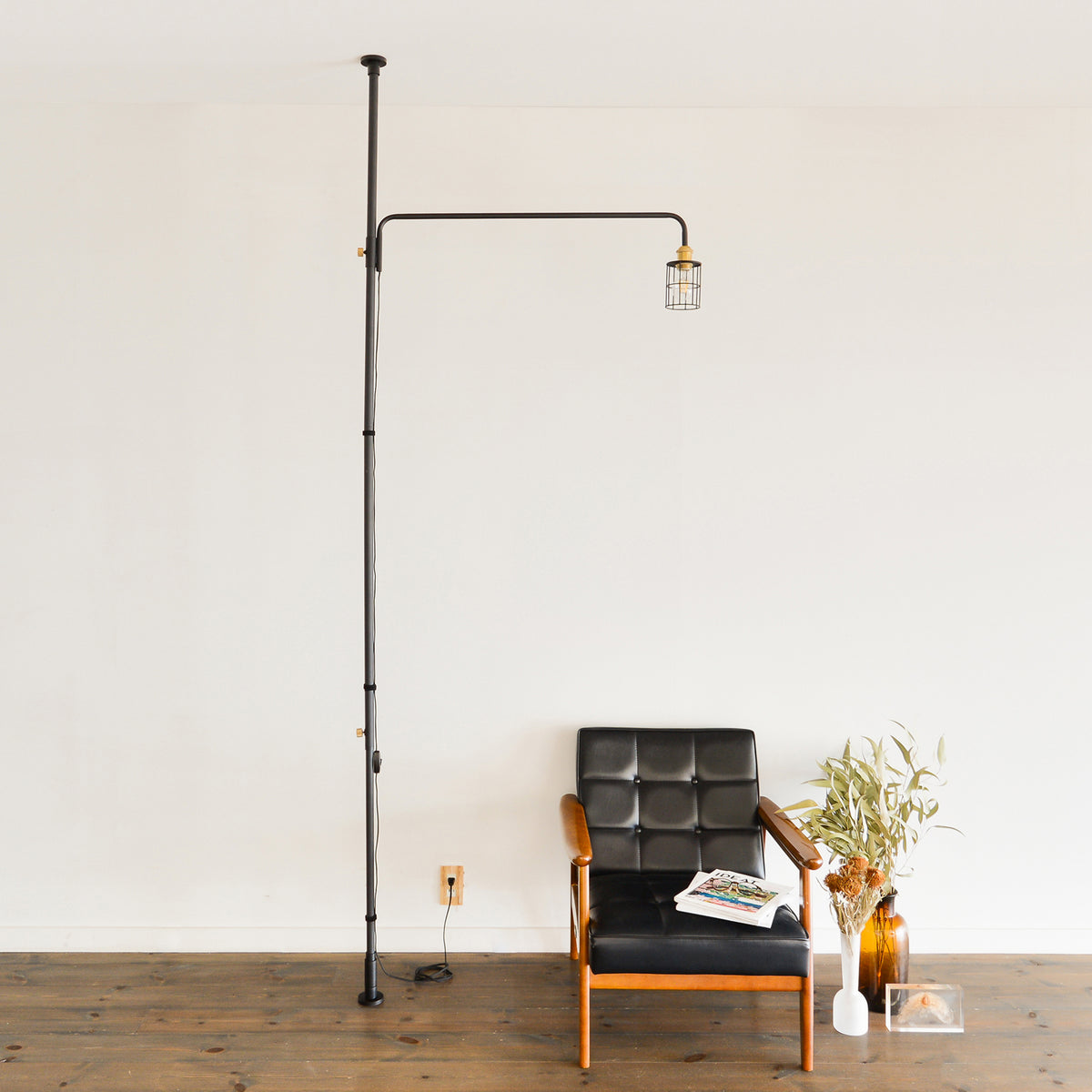 WireArmL Floorlight Set / ワイヤーアームL フロアライト セット BK SET-RodC-LampLW-BK