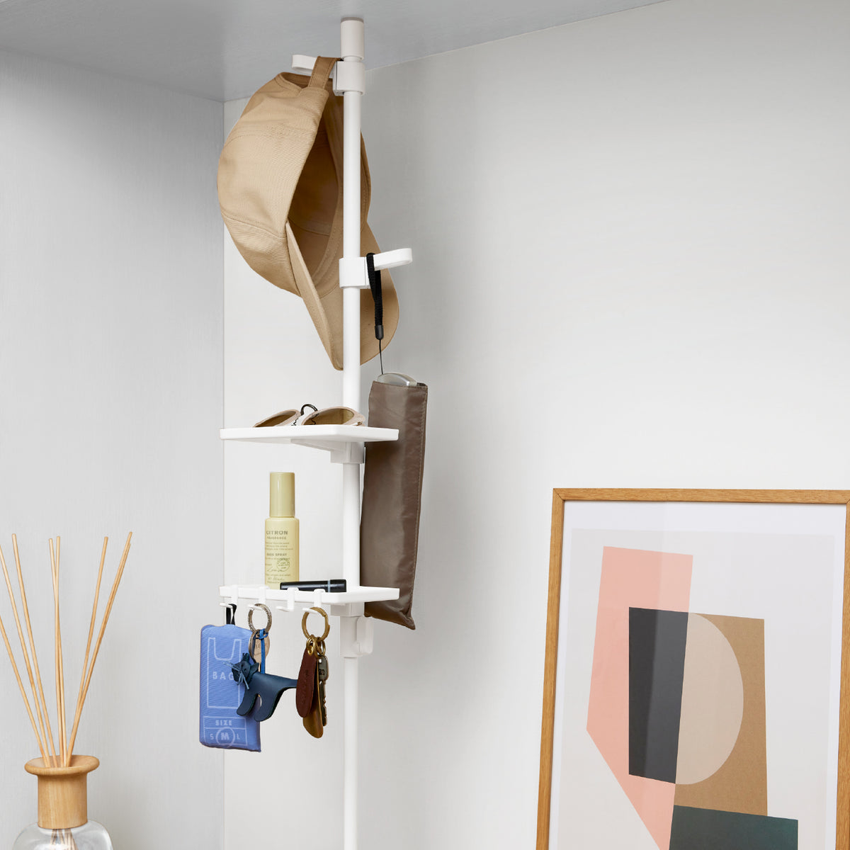 tatecco 玄関小物まとめて収納セット 高さ70~110cm SET-H-GMS-WH