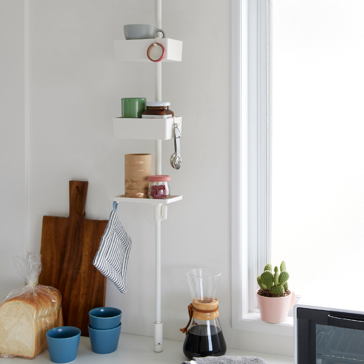 tatecco 朝食グッズ収納セット 高さ110~190cm SET-H-TGS-WH