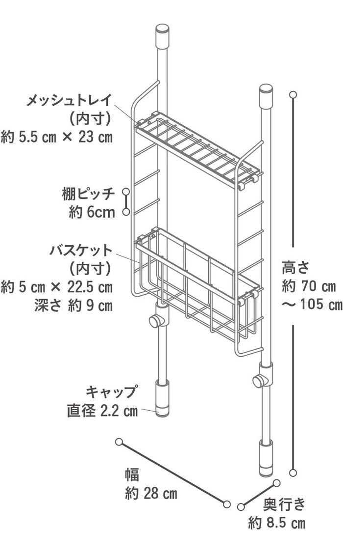 【アウトレット商品】SPLUCE スリムポールラックS メッシュset ホワイト SPL-3