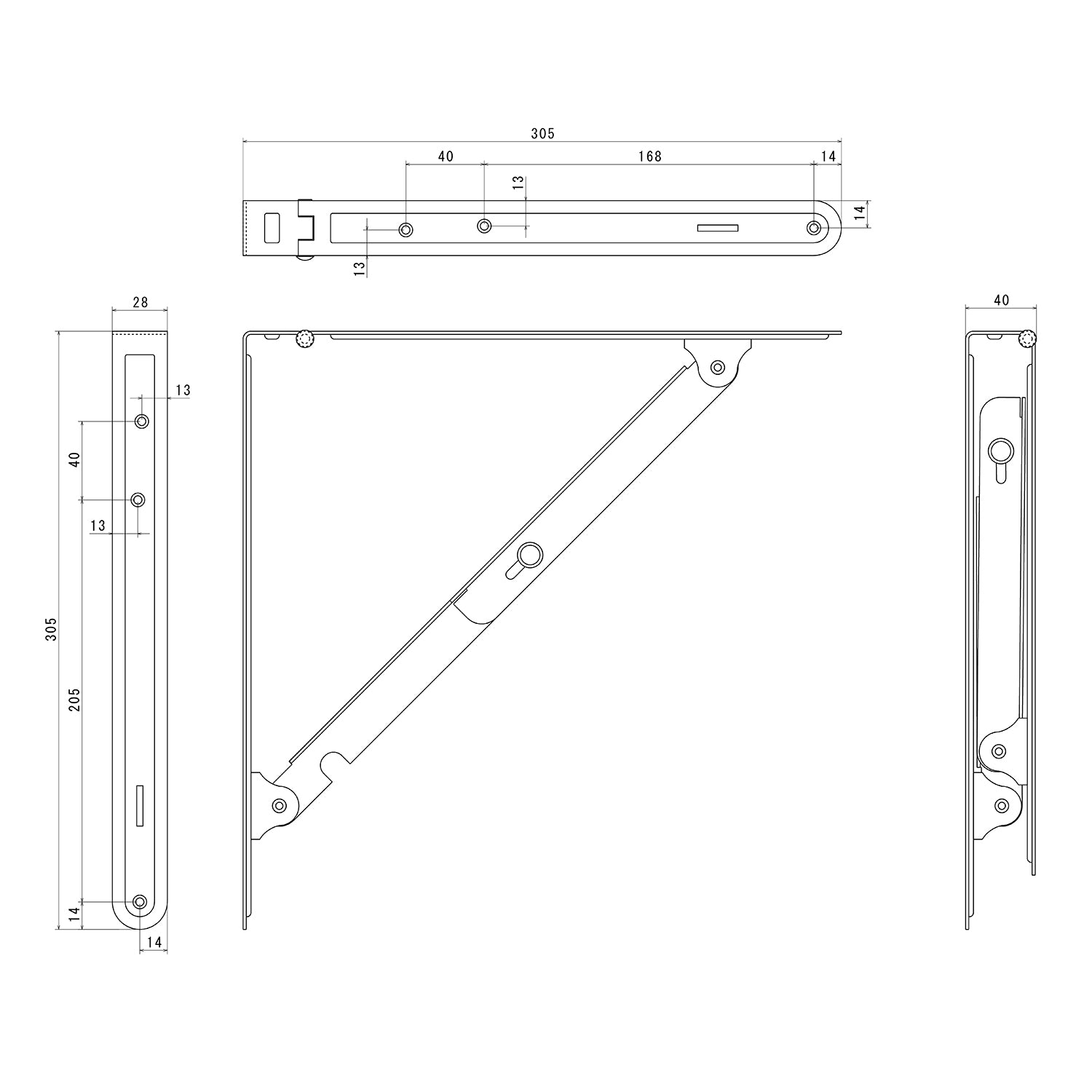 TANNER 折りたたみ式棚受け金具 奥行約30cm 2個入