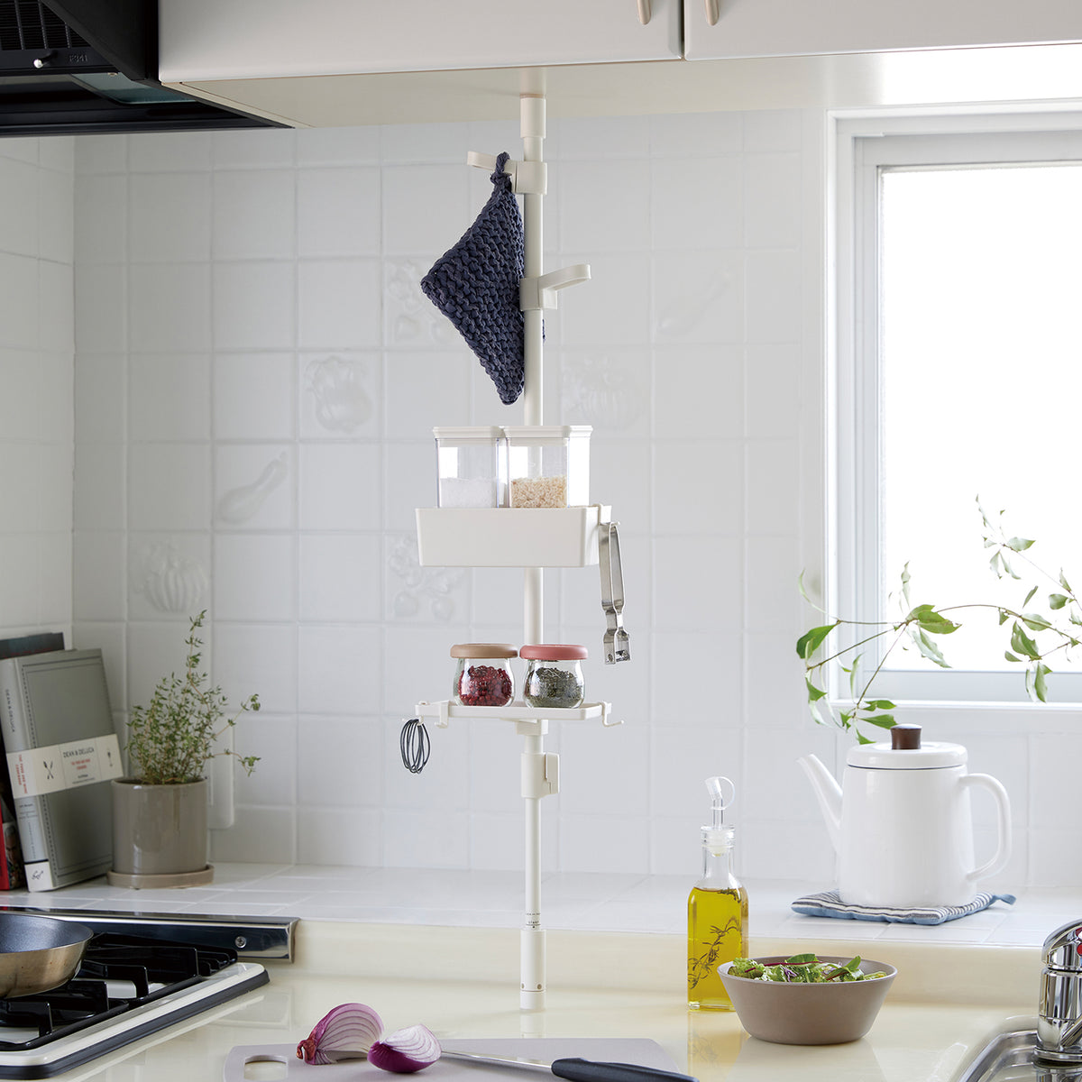 tatecco 調味料浮かせて収納セット 高さ70~110cm SET-H-TUS-WH