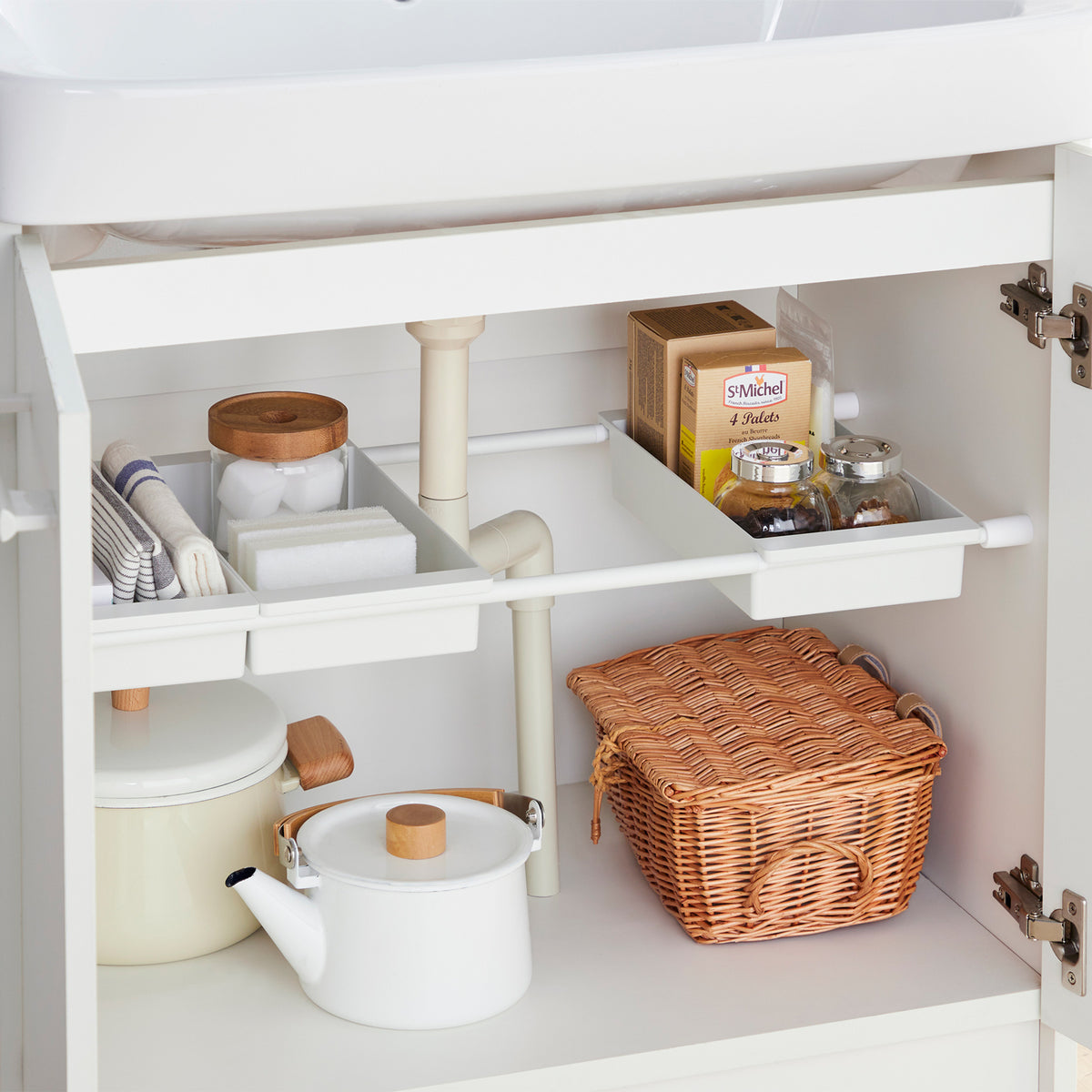 突っ張り棒用ボックス ワイド マットホワイト TBW-15WH