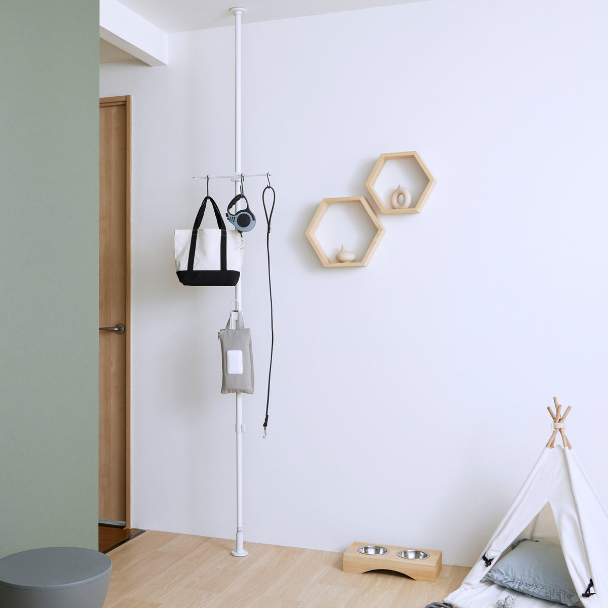 tatecco お部屋シリーズ お散歩グッズまとめて収納セット 高さ190~300cm SET-H-OGM-WH