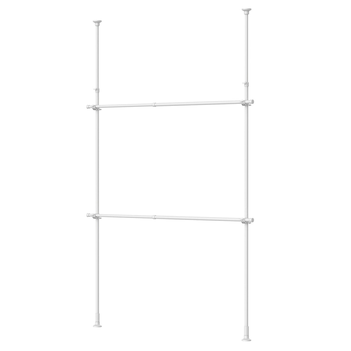 突っ張り伸縮室内2段ハンガー マットホワイト 幅99~162cm 高さ200~275cm TNP-30WH