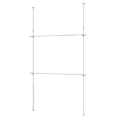 突っ張り伸縮室内2段ハンガー マットホワイト 幅99~162cm 高さ200~275cm TNP-30WH