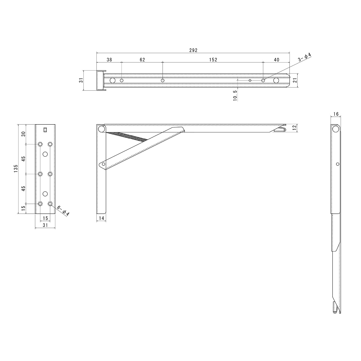TANNER ワンタッチ折りたたみ棚受 タッチポン 奥行約30cm 2個入