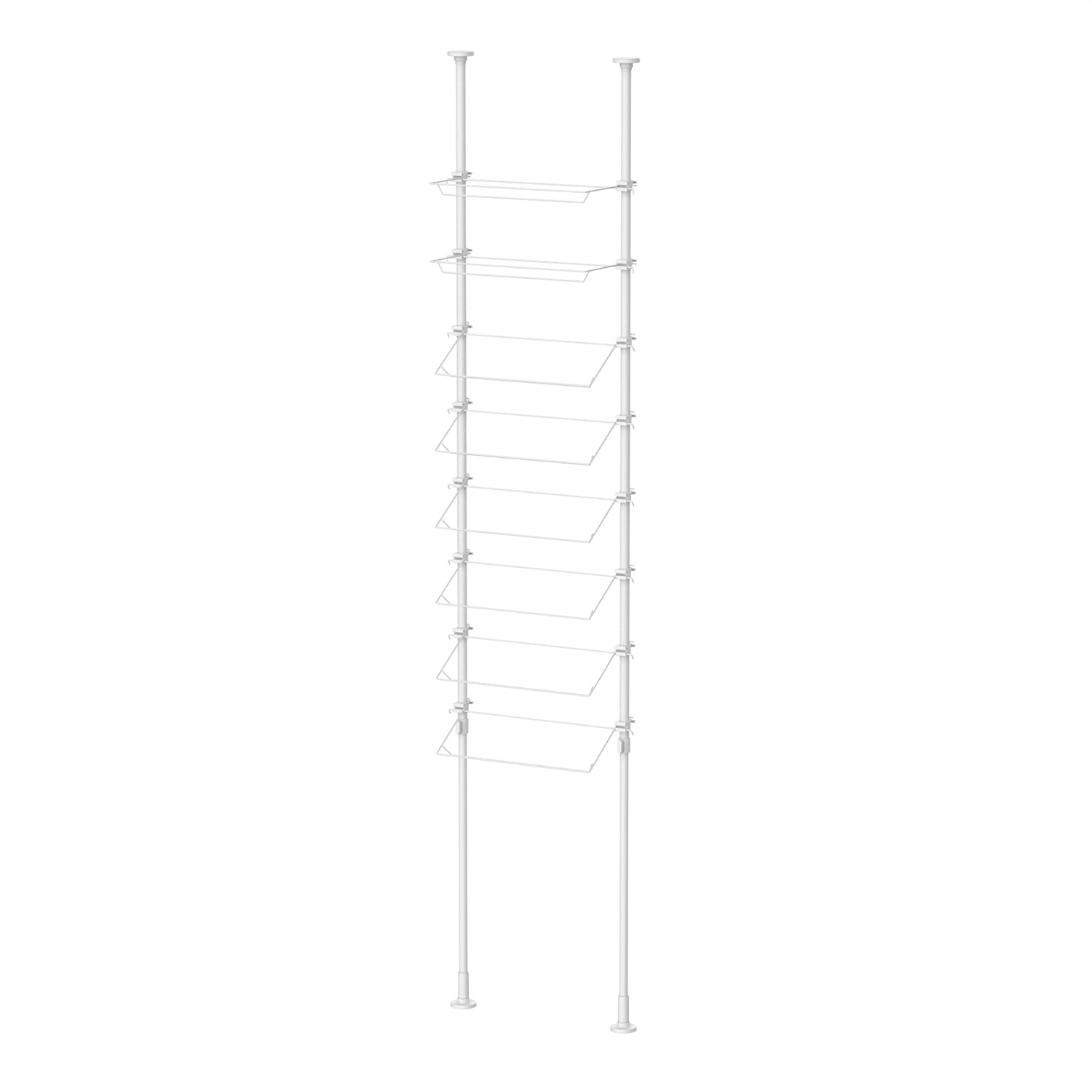 突っ張りシューズラック マットホワイト 16足用 幅57cm 高さ190〜300cm TSR-57WH