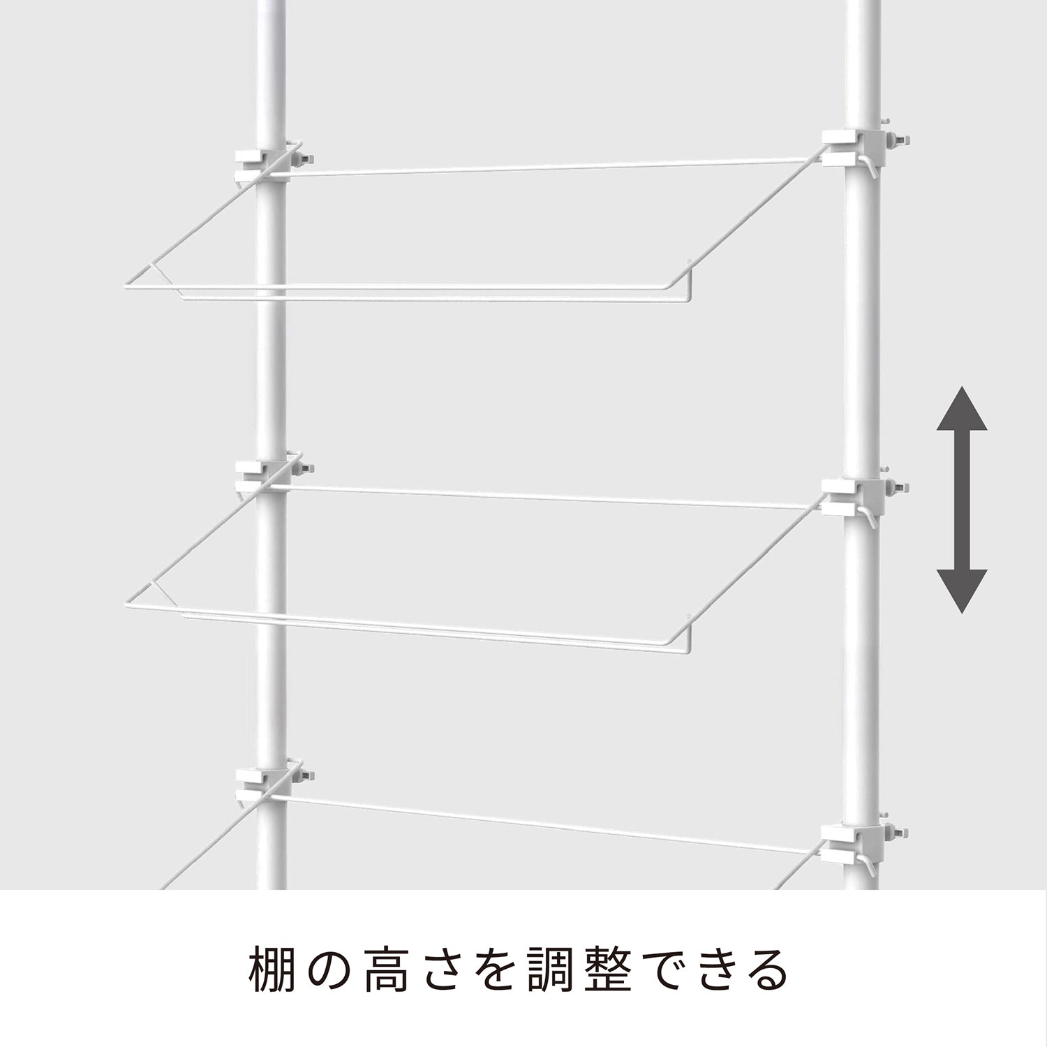 突っ張りシューズラック マットホワイト 24足用 幅72cm 高さ190〜300cm TSR-72WH