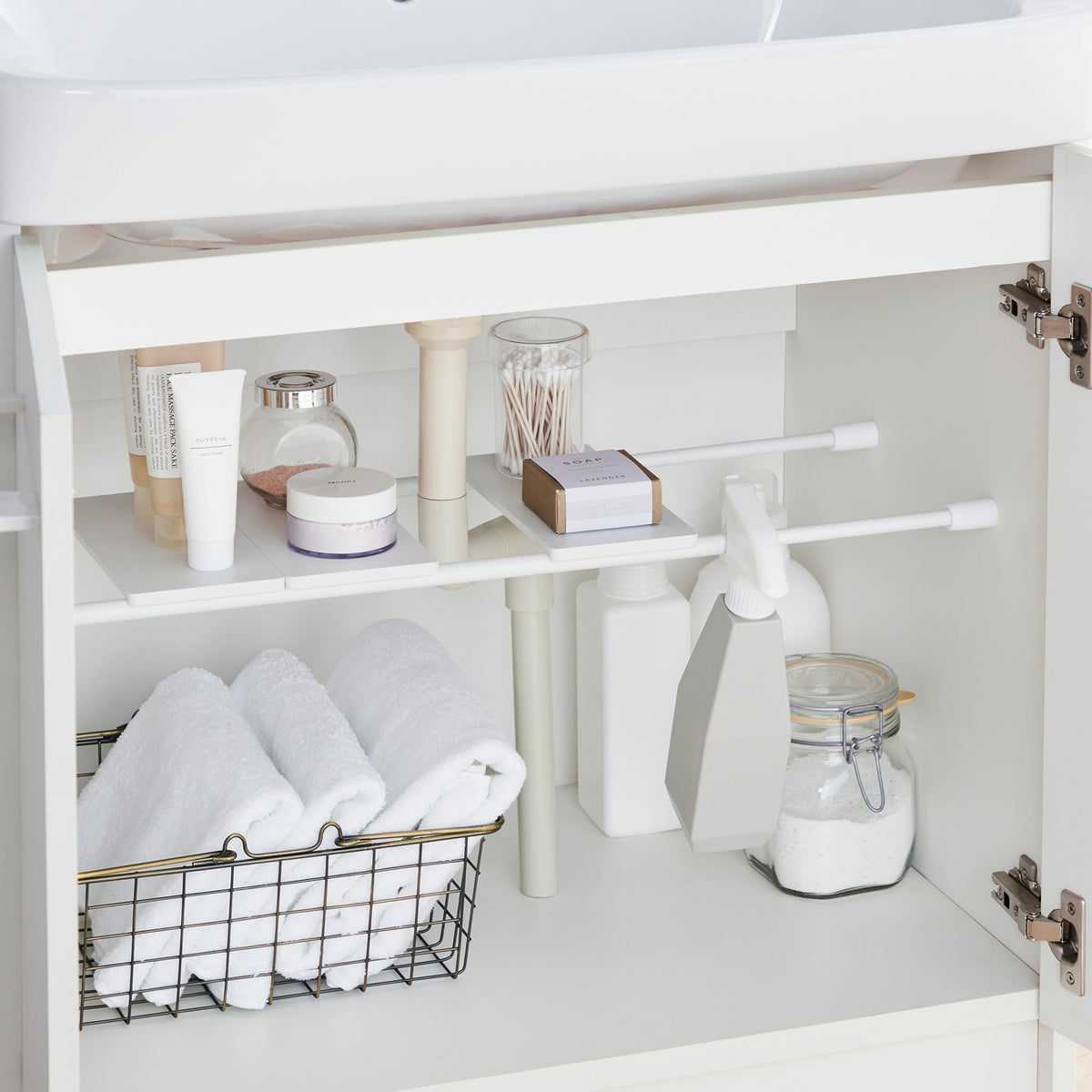 突っ張り棒用トレー マットホワイト TTR-10WH