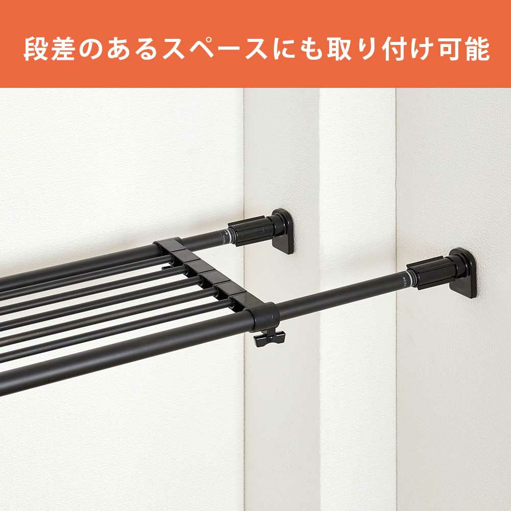 突っ張り棚 強力 マットブラック 耐荷重50〜30kg 幅73〜112cm TAI-1B