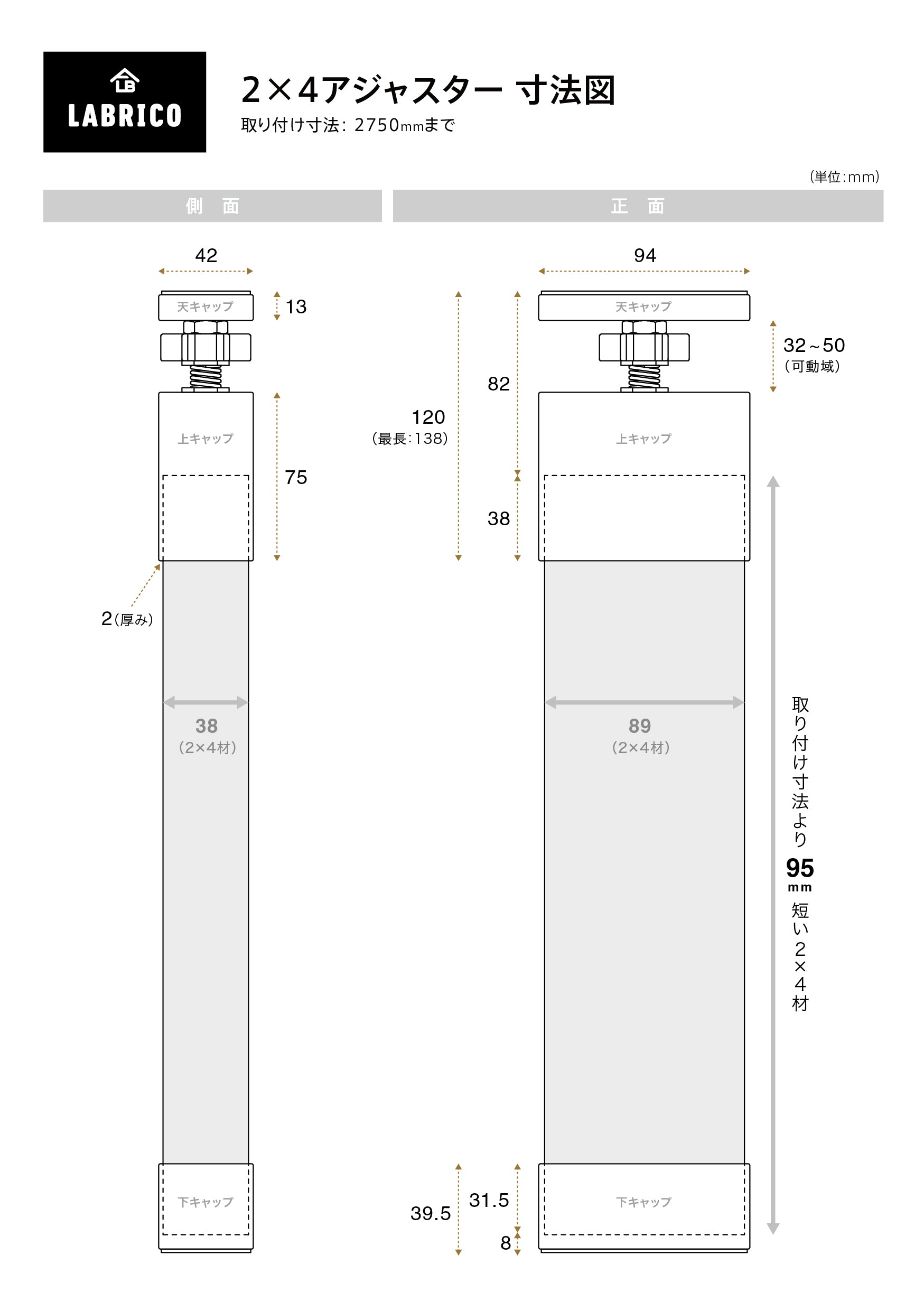 2×4アジャスター ラブリコ