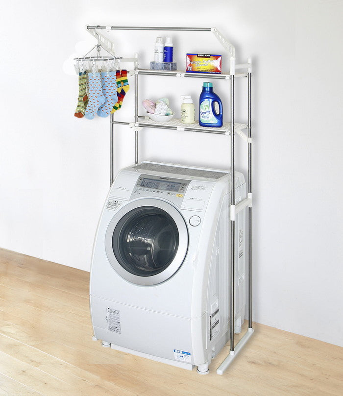 伸縮ランドリーラック ハンガーバー付き ステンレス 幅61〜93cm HC-11