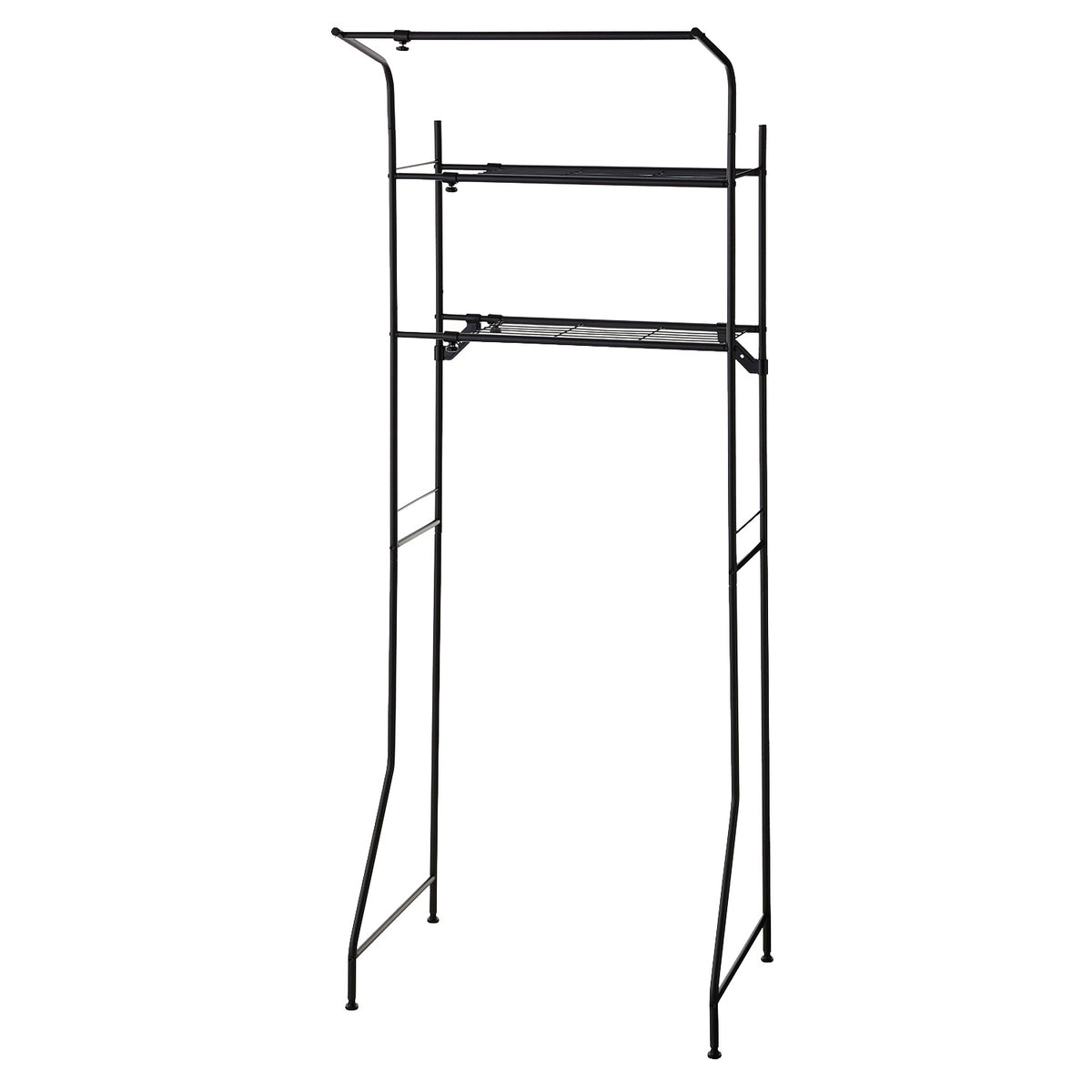 伸縮ランドリーラック ハンガーバー付き マットブラック 幅59~81cm HSR-2B