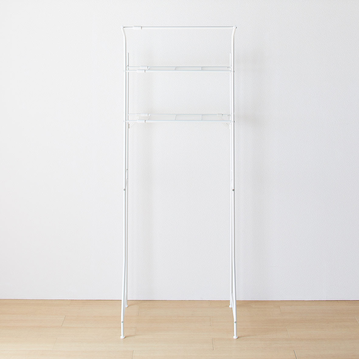 伸縮ランドリーラック ハンガーバー付き マットホワイト 幅61~82cm HSR-2WH
