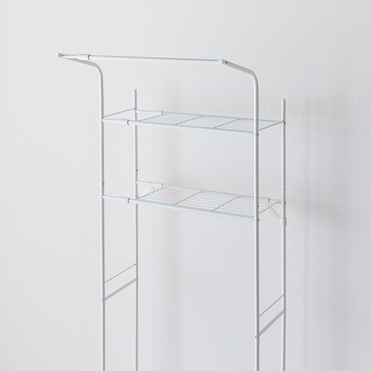 伸縮ランドリーラック ハンガーバー付き マットホワイト 幅61~82cm HSR-2WH