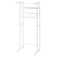 伸縮ランドリーラック バスケット台付き 幅64~82cm/マットホワイト HSR-4WH