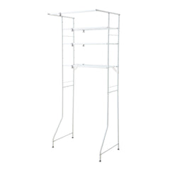 伸縮ランドリーラック ハンガーバー付き 棚3段 ホワイト 幅60〜93cm L-5