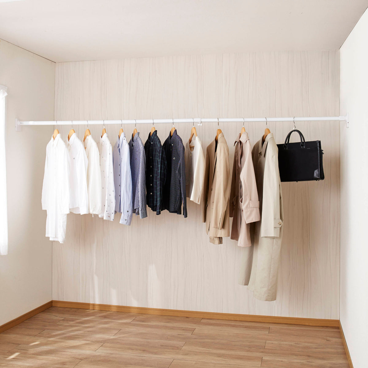 突っ張り棒 強力極太 ホワイト 耐荷重55〜12kg 幅178〜283cm NGP-175