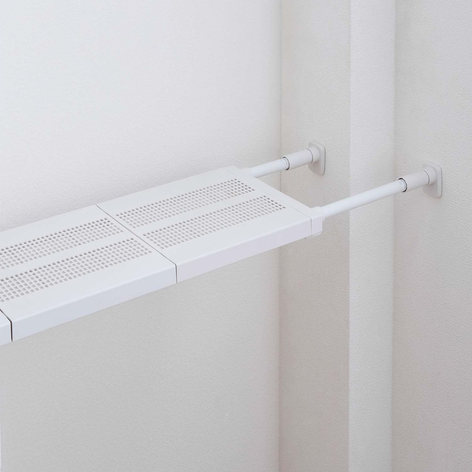 突っ張り棚 強力 メッシュ マットホワイト 耐荷重50〜30kg 幅65〜95cm TDR-M