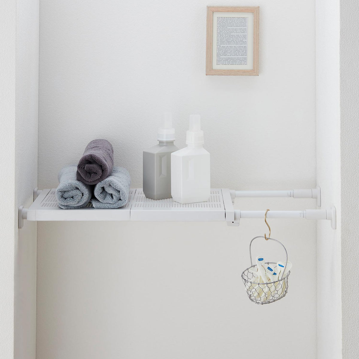 突っ張り棚 強力 ワイドメッシュ マットホワイト 耐荷重50〜30kg 幅65〜95cm TDW-M