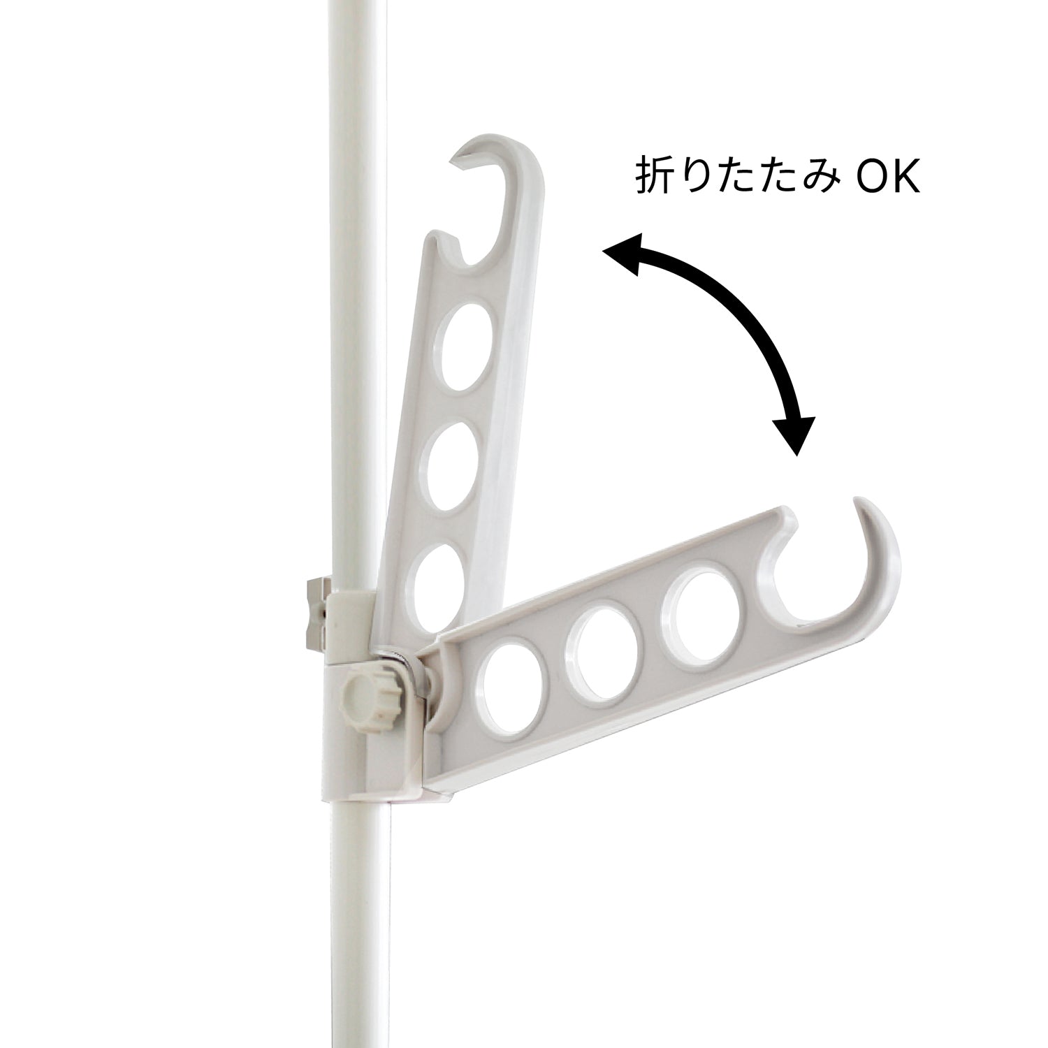 突っ張り室内物干し竿受け 2段 ホワイト 耐荷重10kgx2 高さ175〜275cm TMH-62