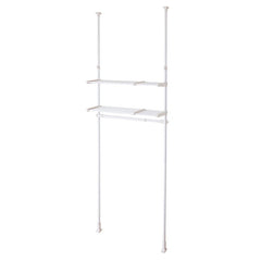 突っ張り伸縮ハンガーラック 棚付 ホワイト 幅67〜95cm 高さ190〜264cm TNP-5