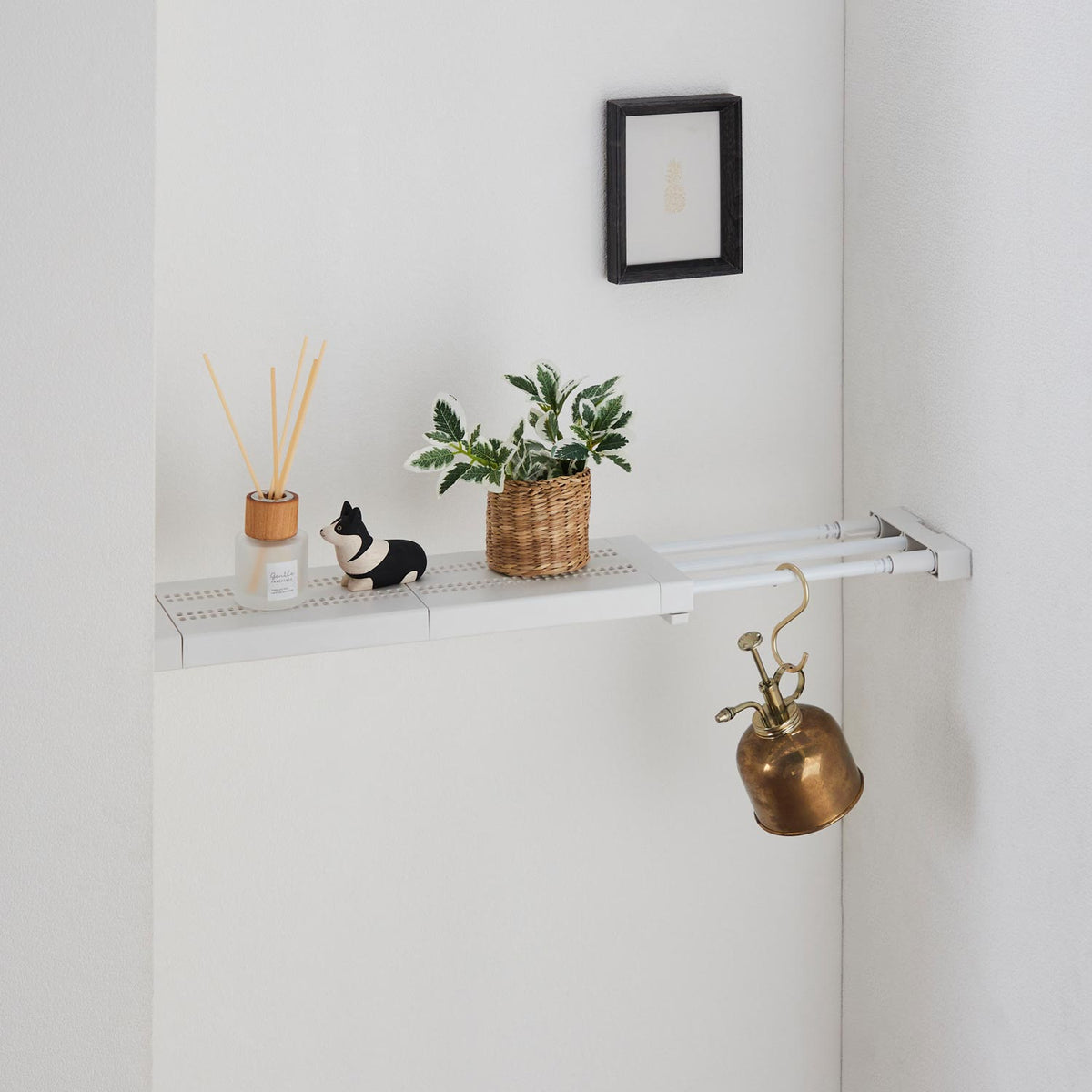 突っ張り棚 スリムメッシュ マットホワイト 耐荷重24〜10kg 幅45〜65cm TNS-S