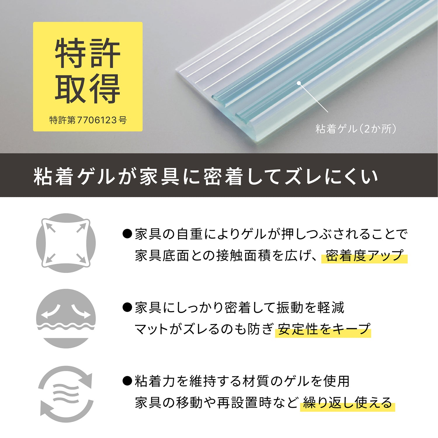 家具転倒防止マット 30cm 3枚入 UEQ-303