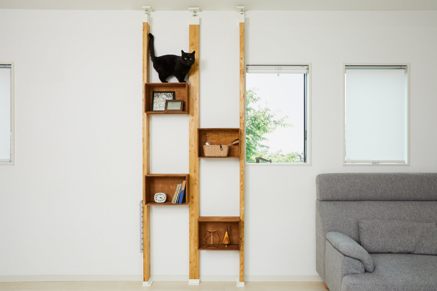 キャットタワー　DIY ラブリコ　2×4 ねこだな・かべ】 ラブリコで作る、壁面収納型キャットタワー｜平安伸