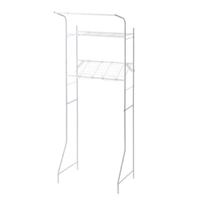 伸縮ランドリーラック バスケット台付き マットホワイト 幅61～82cm HSR-3WH