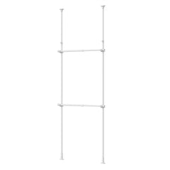 突っ張り伸縮室内2段ハンガー 幅56〜95cm 高さ200〜275cm／ホワイト TNP-3