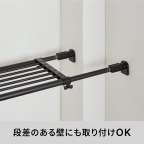 突っ張り棚 強力 マットブラック 耐荷重50〜30kg 幅73〜112cm TAI-1B