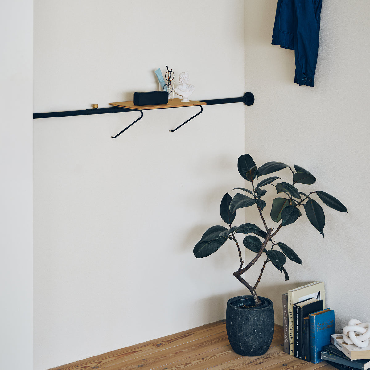 ウォールシェルフA Black SET Rod B+Shelf A SET-D-WSA-BK｜平安