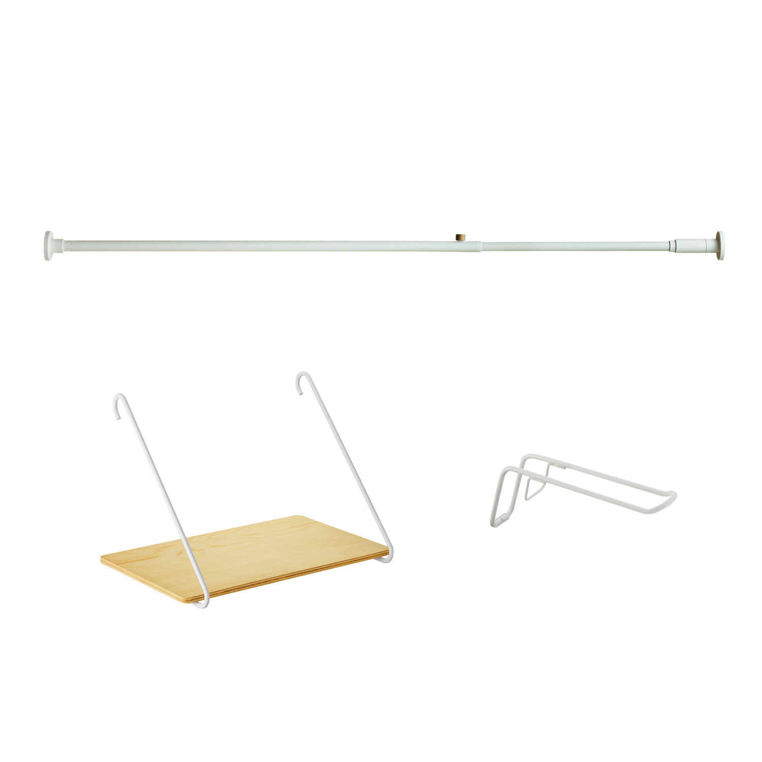 DRAW A LINE Rod B+Shelf B+Hanger A SET White SET-D-RodB-ShelfB-WH