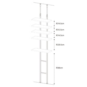 突っ張りラック 2段 マットホワイト 幅49.6cm 高さ200～250cm HSR-7WH