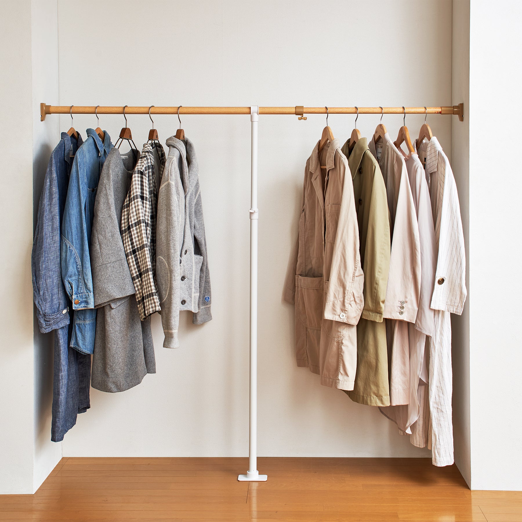 クローゼット用強力支え棒 ホワイト 高さ110〜190cm 外径34mm以下対応 KSP-110
